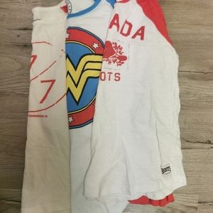 Three baseball tees, two new, one used, xs-s